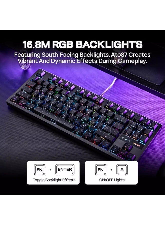 VTER ATO87 HE Magnetic Gaming Keyboard with Adjustable Actuation, Hall Effect Keyboard with 0.125ms Latency, 8K Polling Rate, 87-Key, Hot-Swappable, RGB, Customizable Keys - Image 4